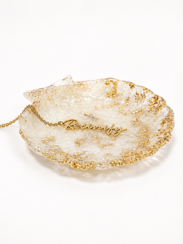 Muschelschmuckschale weiss gold