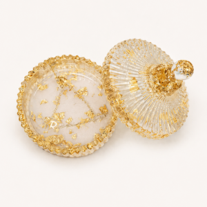 Schmuckschale gold weiss mit Deckel