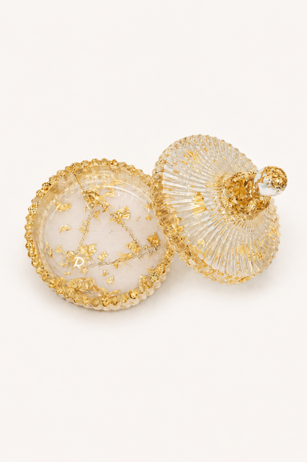 Schmuckschale gold weiss mit Deckel